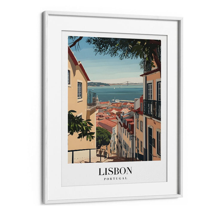 lisbon-portugal I travel posters in White Frame With Mount