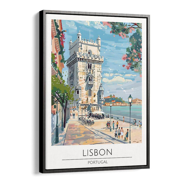 lisbon-portugal travel posters in Black Floater Frame