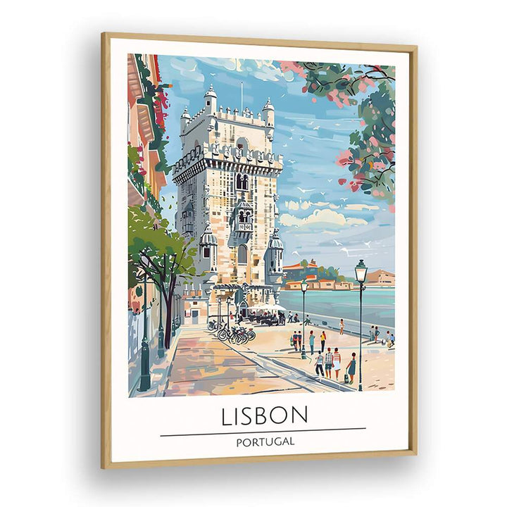 lisbon-portugal travel posters in Oak Wood Plain Frame