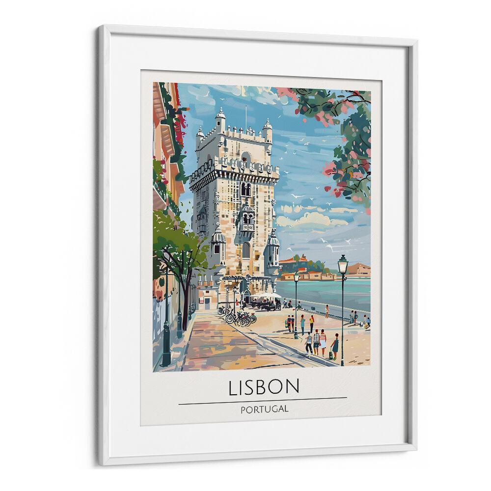 lisbon-portugal travel posters in White Frame With Mount