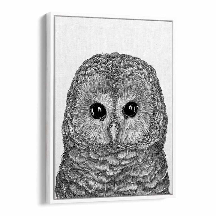 little owl duvet Vintage paintings in White Floater Frame