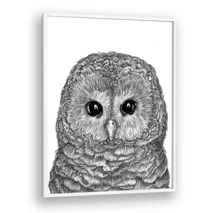 little owl duvet Vintage paintings in White Plain Frame