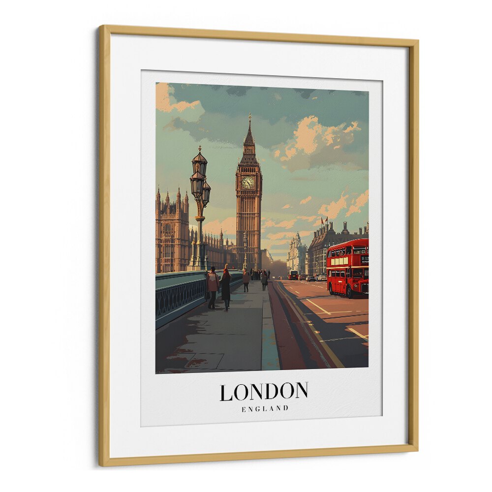 london dreams II travel posters in Oak Wood Frame With Mount