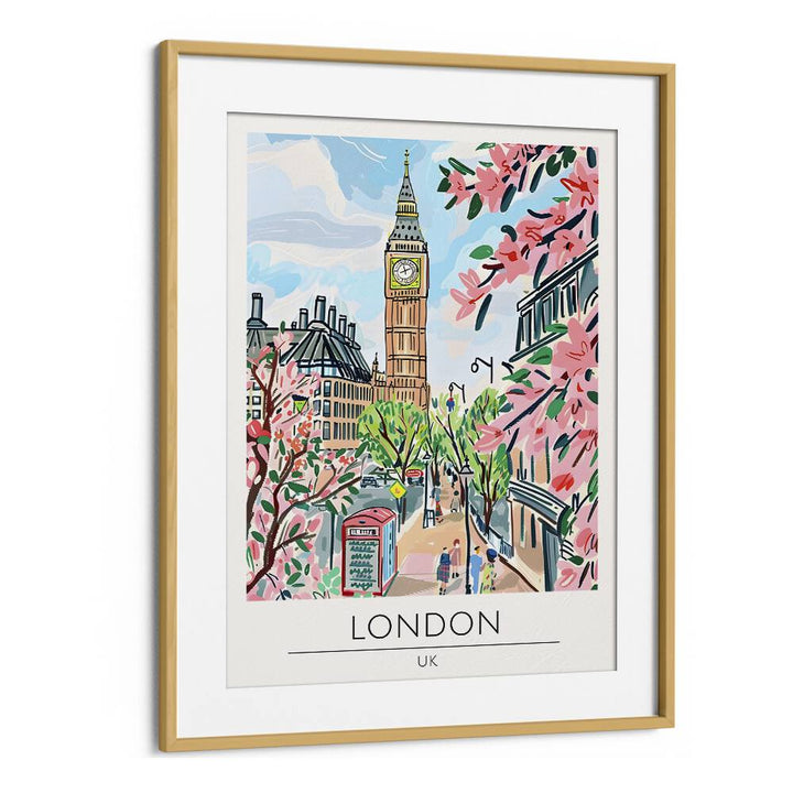 london-england travel posters in Oak Wood Frame With Mount