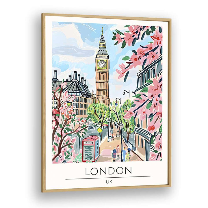 london-england travel posters in Oak Wood Plain Frame