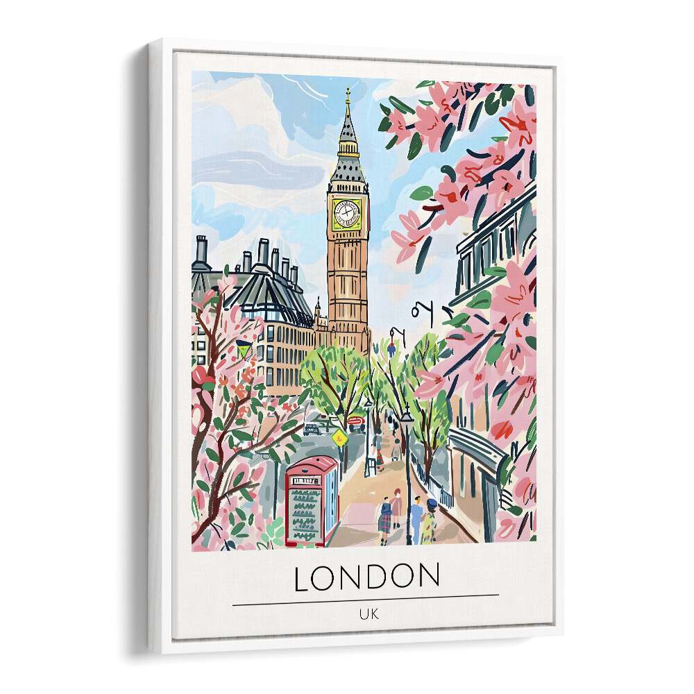 london-england travel posters in White Floater Frame