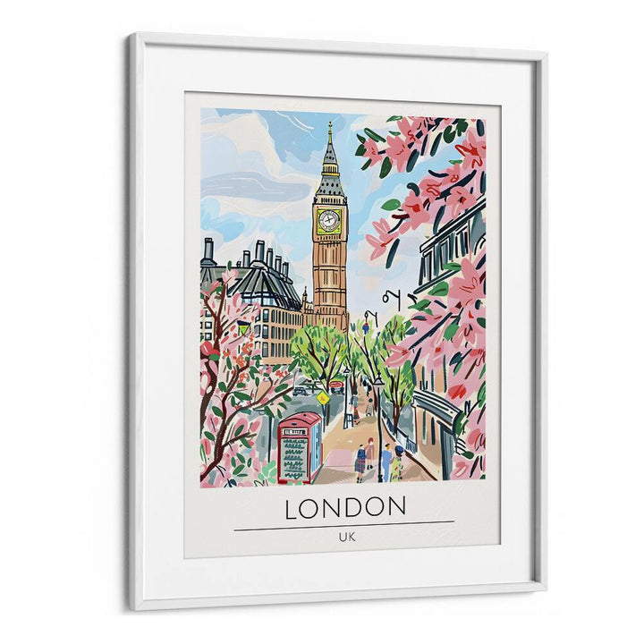 london-england travel posters in White Frame With Mount