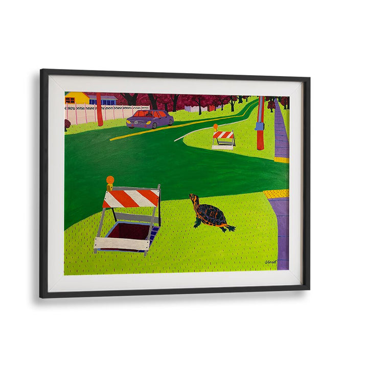 look both ways landscape art prints in Black Frame With Mount