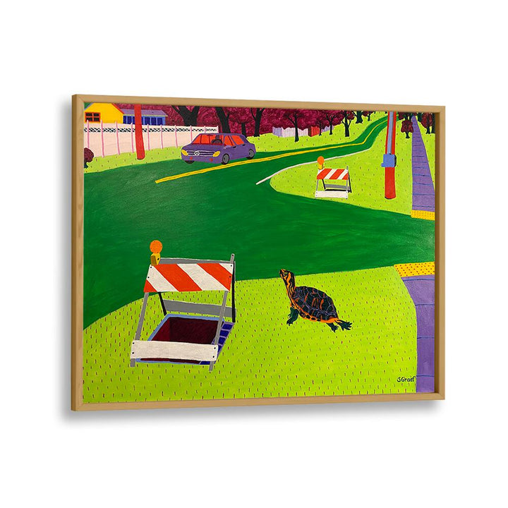 look both ways landscape art prints in Oak Wood Plain Frame