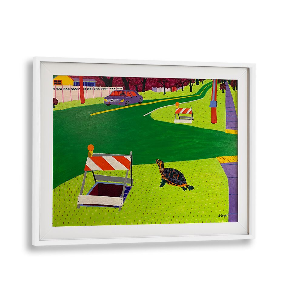 look both ways landscape art prints in White Frame With Mount