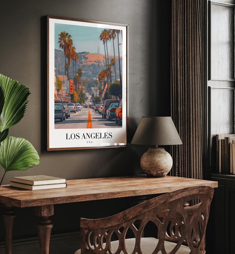 los angeles-usa I travel posters Artwork III placed on a Wall 