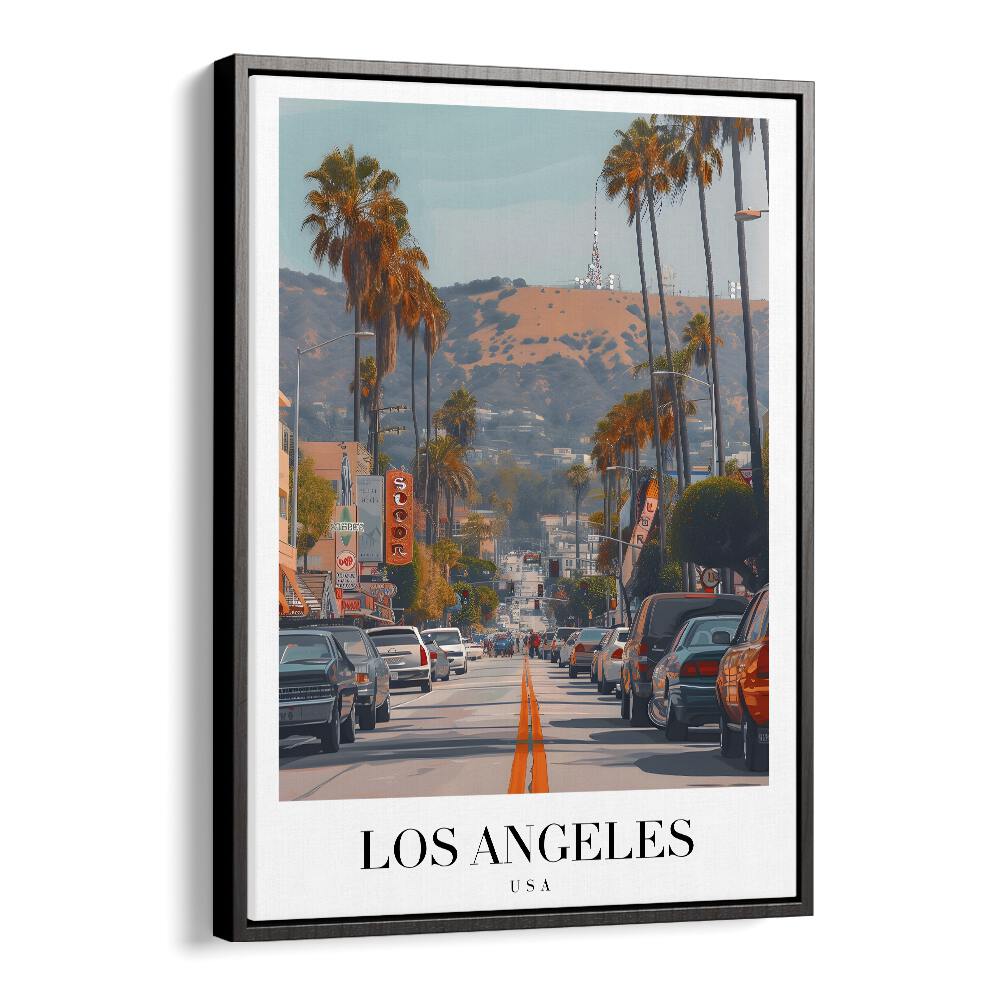 los angeles-usa I travel posters in Black Floater Frame