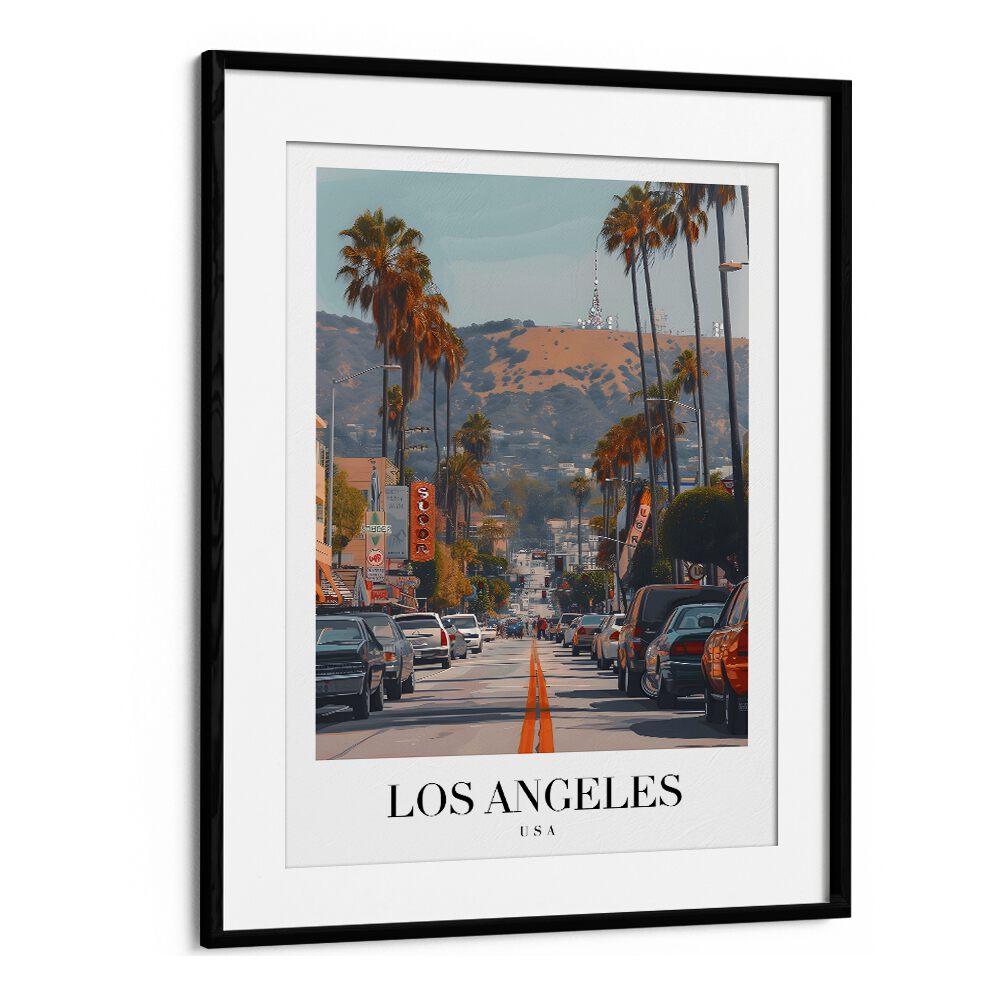 los angeles-usa I travel posters in Black Frame With Mount