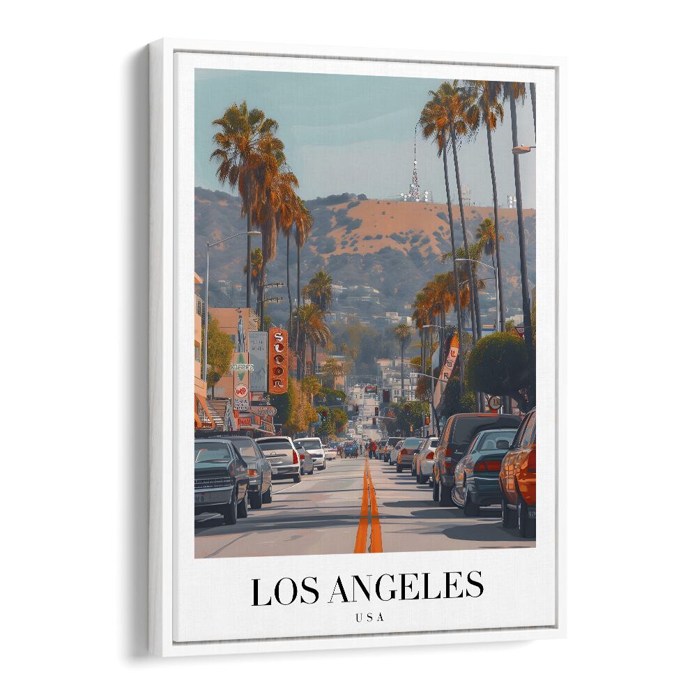 los angeles-usa I travel posters in White Floater Frame