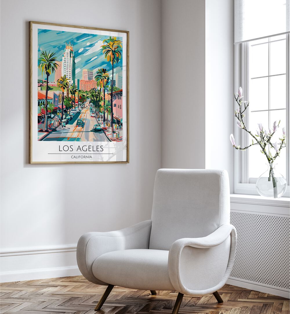 los angeles-usa travel posters Artwork I placed on a Wall