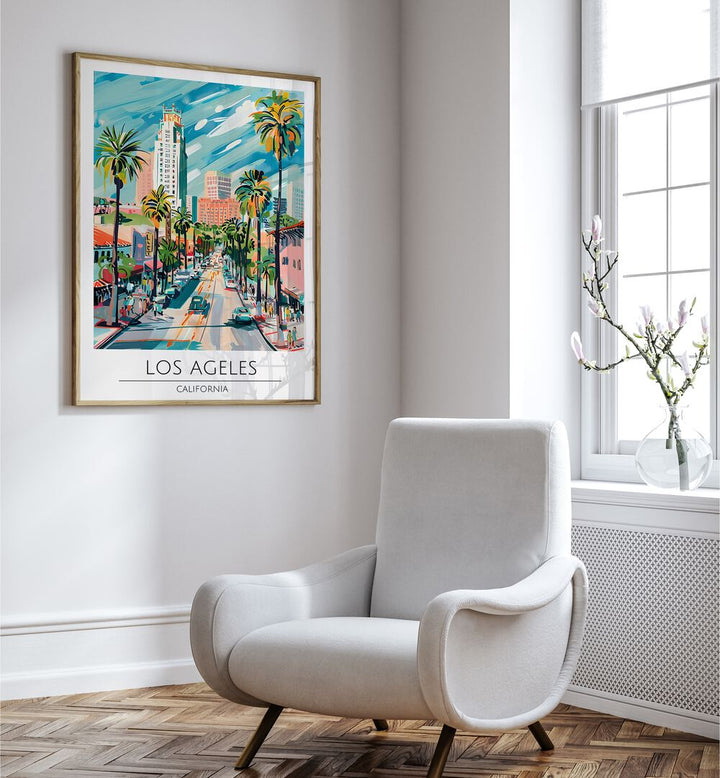 los angeles-usa travel posters Artwork I placed on a Wall