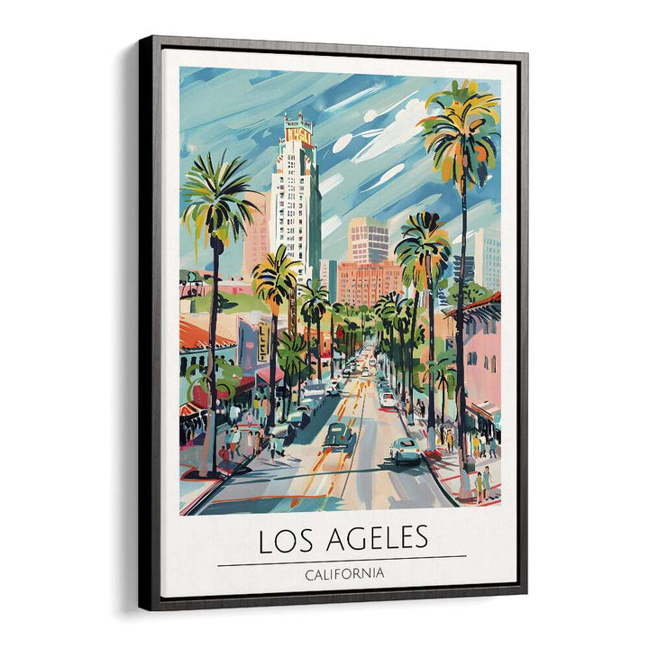 los angeles-usa travel posters in Black Floater Frame