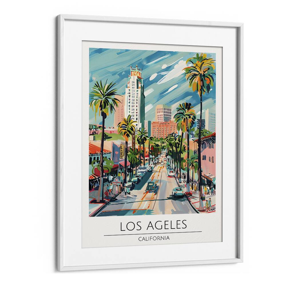 los angeles-usa travel posters in White Frame With Mount