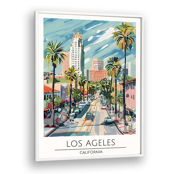 los angeles-usa travel posters in White Plain Frame