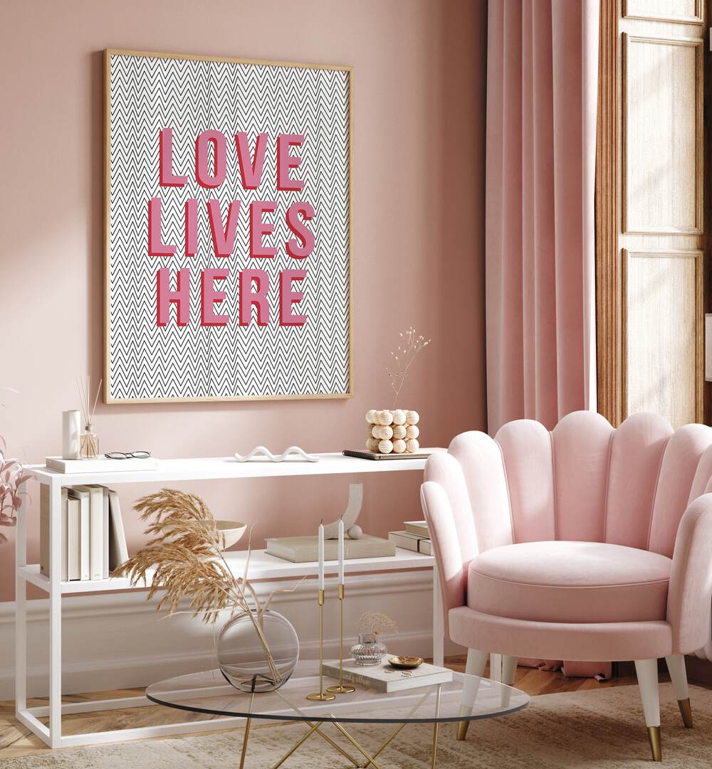 love lives here by frankie kerr-dineen geometric paintings Artwork III placed on a wall