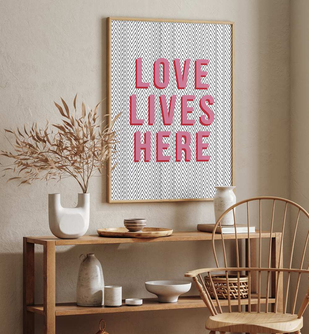 love lives here by frankie kerr-dineen geometric paintings Artwork IV placed on a wall