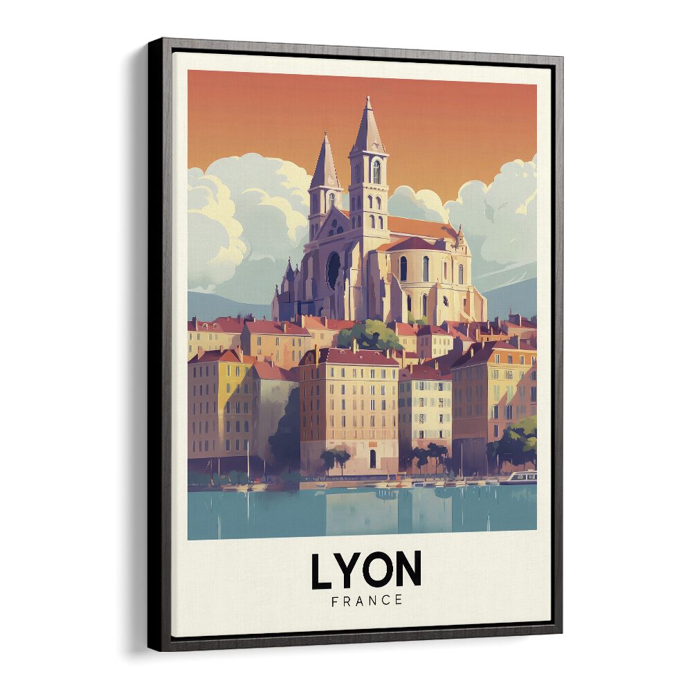 lyon-france I travel posters in Black Floater Frame