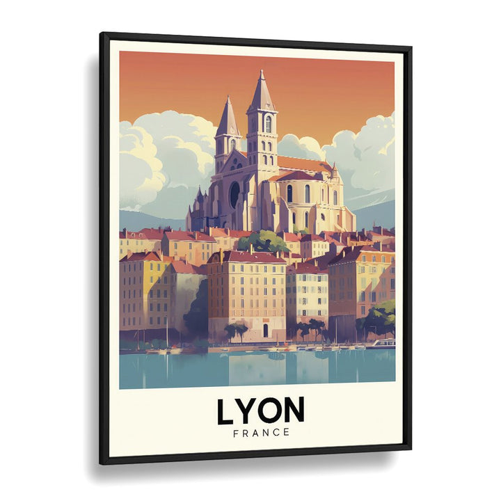 lyon-france I travel posters in Black Plain Frame