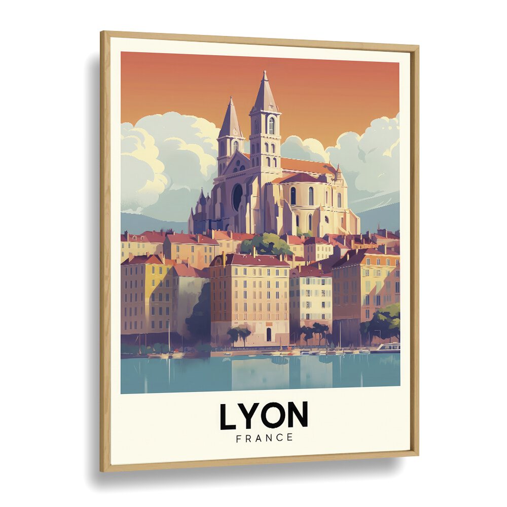 lyon-france I travel posters in Oak Wood Plain Frame