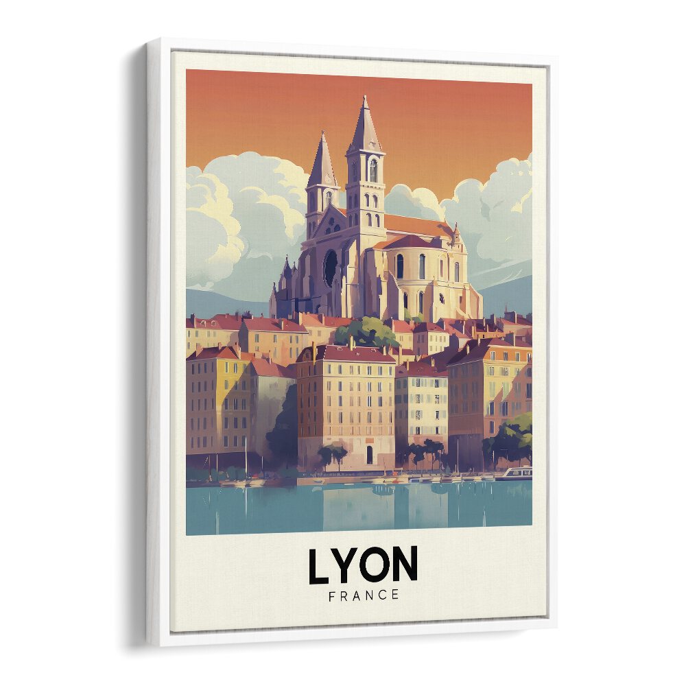 lyon-france I travel posters in White Floater Frame