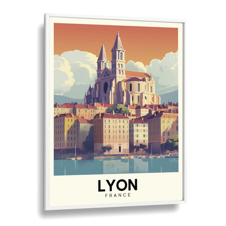 lyon-france I travel posters in White Plain Frame