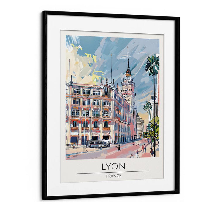 lyon-france travel posters in Black Frame With Mount