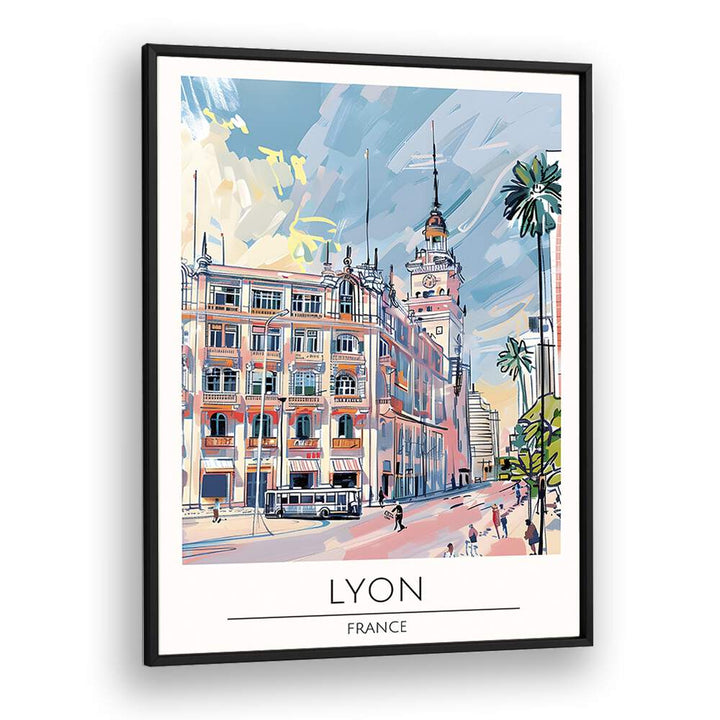 lyon-france travel posters in Black Plain Frame