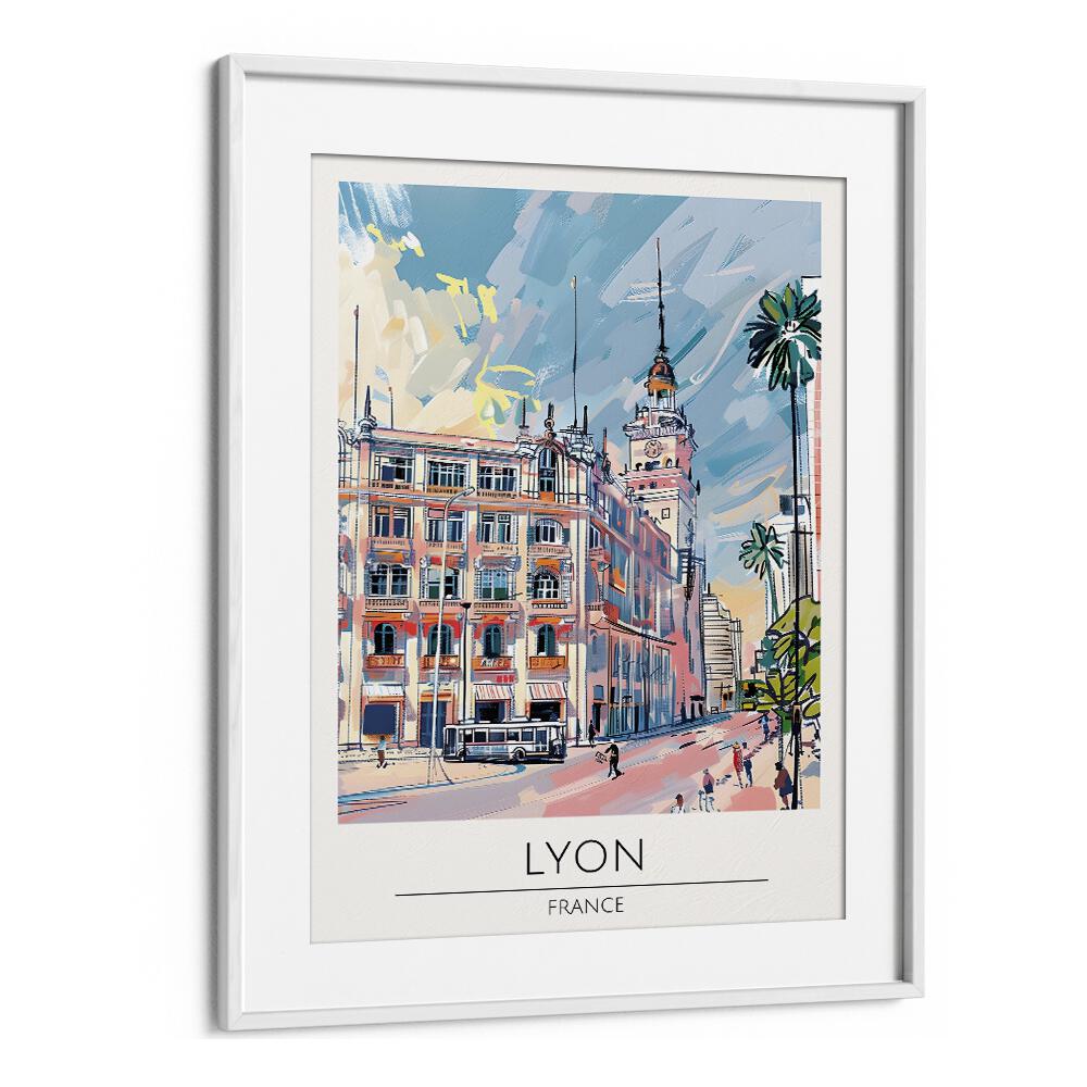 lyon-france travel posters in White Frame With Mount