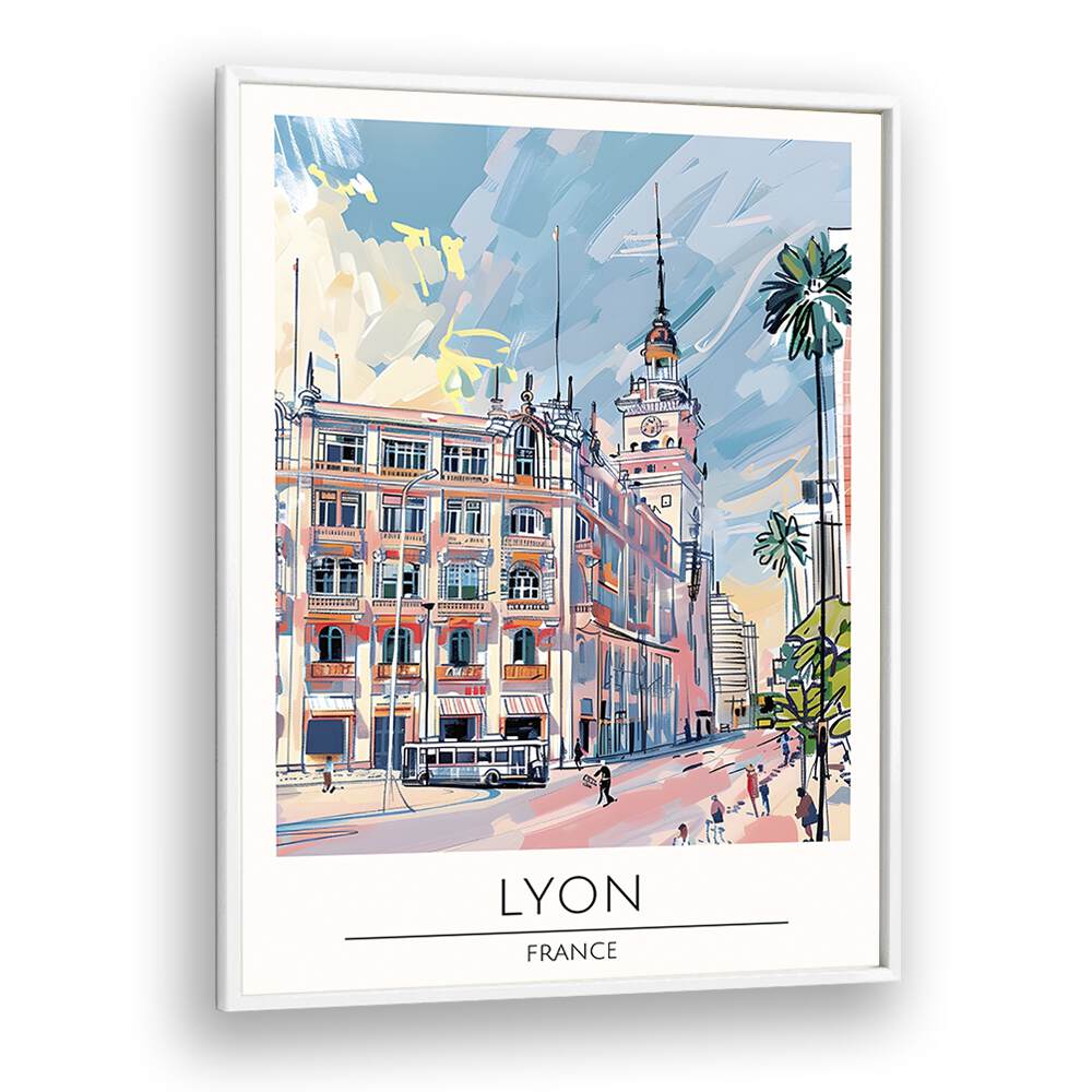 lyon-france travel posters in White Plain Frame