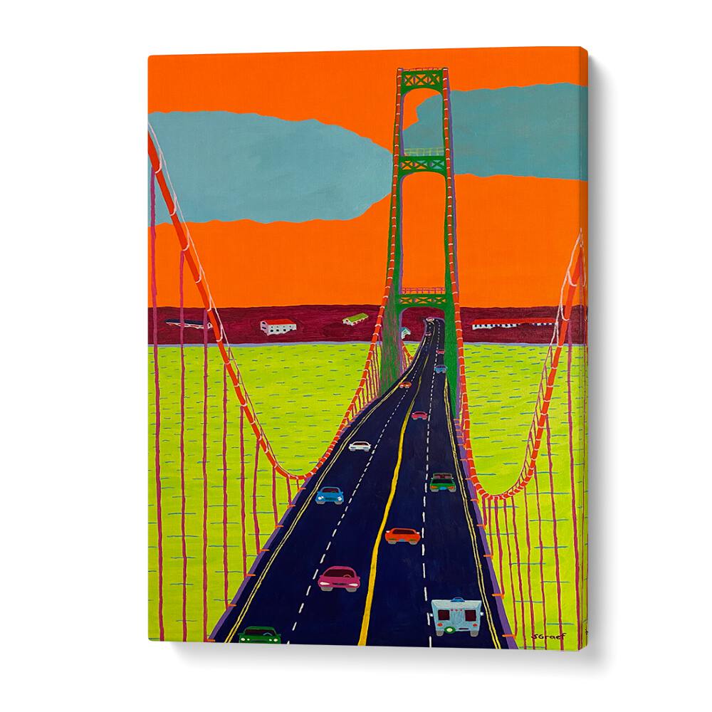 mackinac bridge landscape art prints in Gallery Wrap