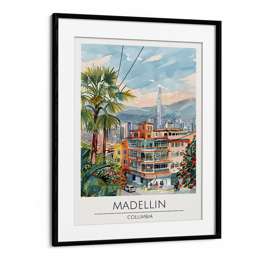 madellin-columbia travel posters in Black Frame With Mount