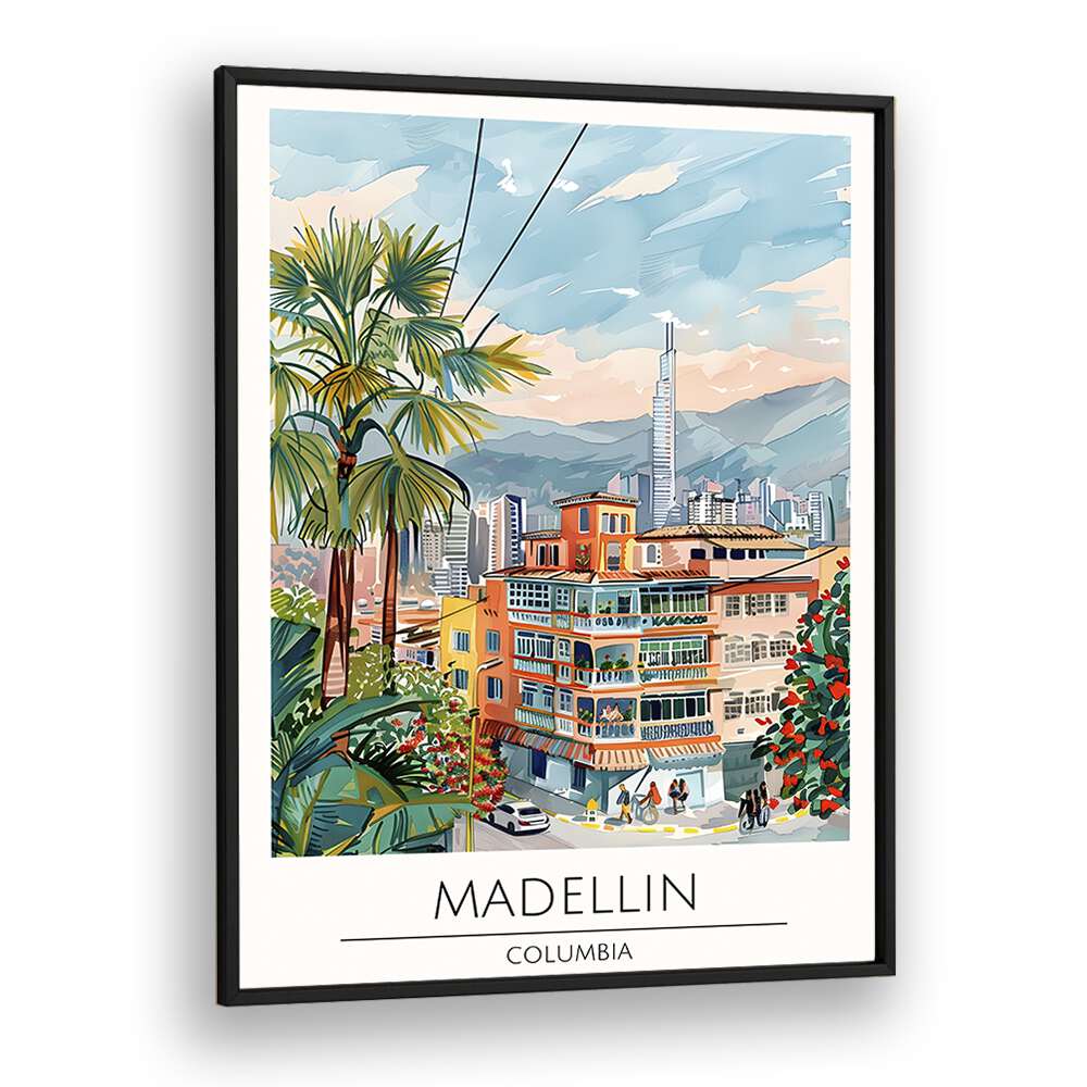 madellin-columbia travel posters in Black Plain Frame