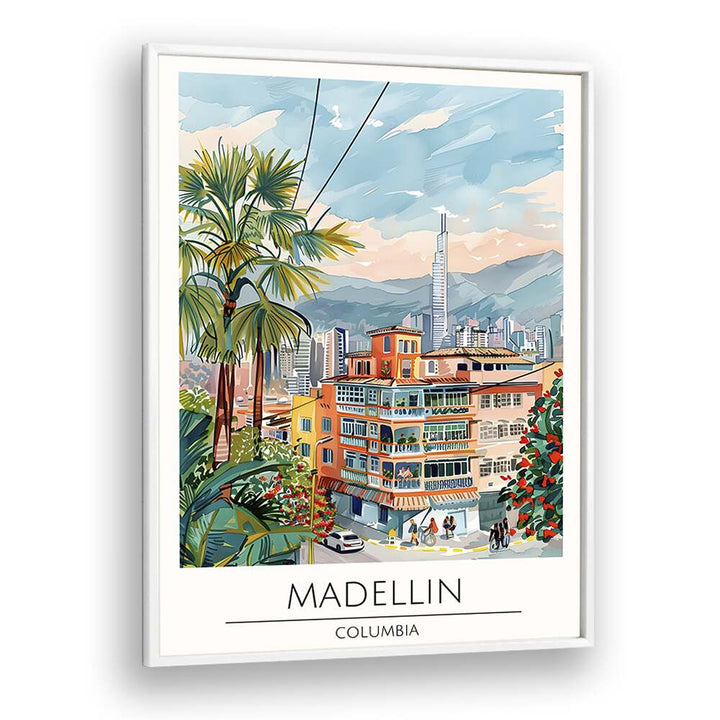 madellin-columbia travel posters in White Plain Frame