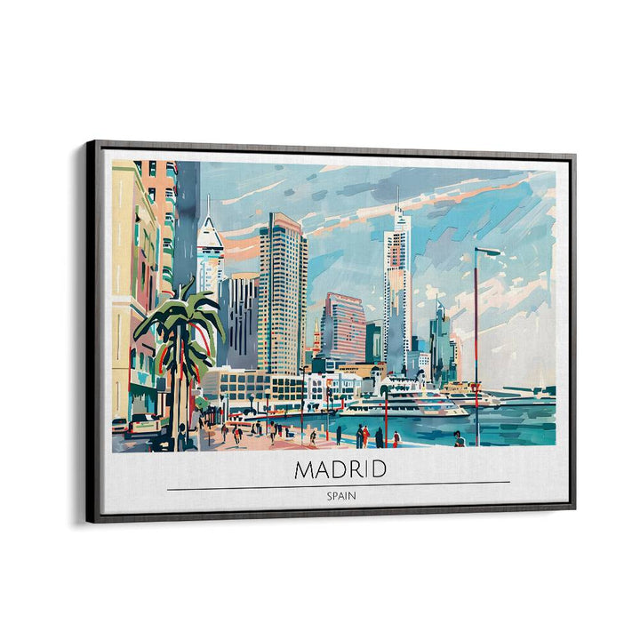 madrid city-spain travel posters in Black Floater Frame