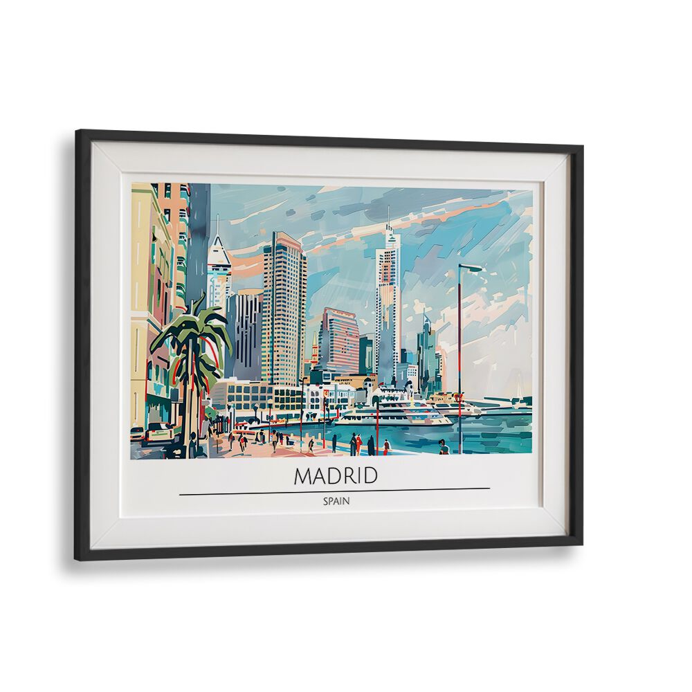 madrid city-spain travel posters in Black Frame With Mount