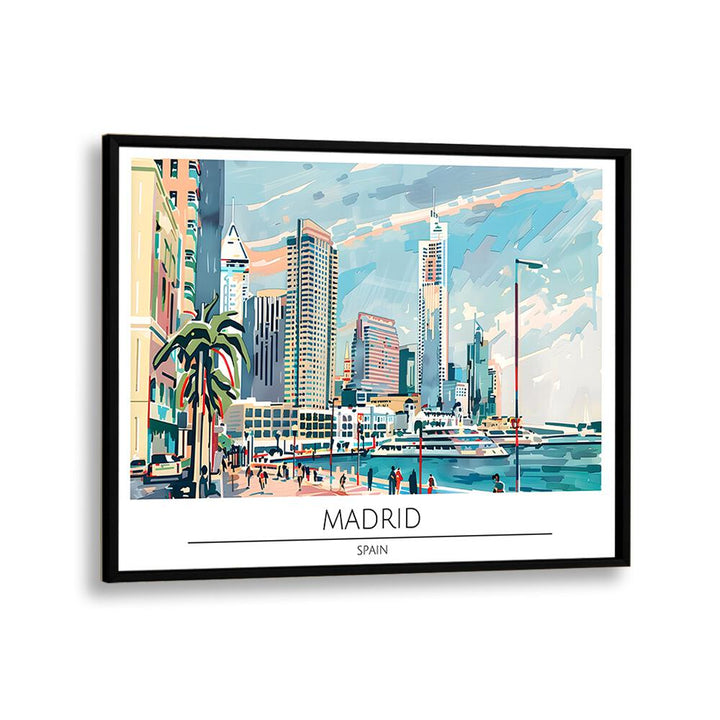 madrid city-spain travel posters in Black Plain Frame