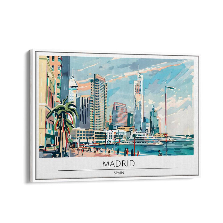 madrid city-spain travel posters in White Floater Frame