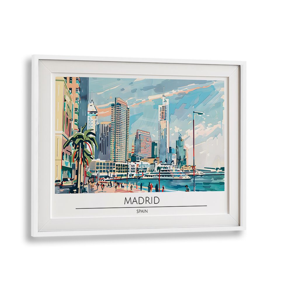 madrid city-spain travel posters in White Frame With Mount