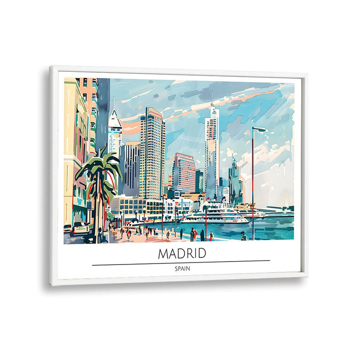 madrid city-spain travel posters in White Plain Frame