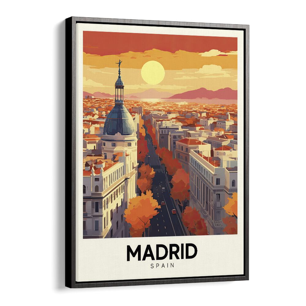 madrid-spain  travel posters in Black Floater Frame