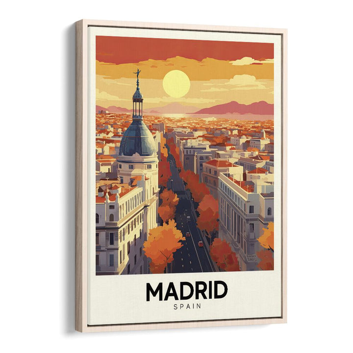 madrid-spain  travel posters in Oak Wood Floater Frame