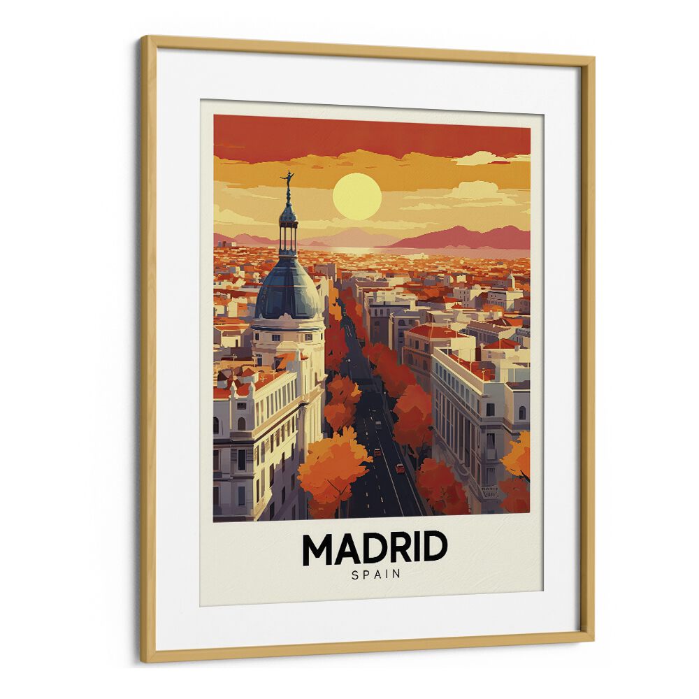 madrid-spain  travel posters in Oak Wood Frame With Mount