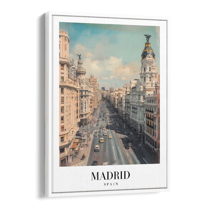 madrid-spain I travel posters in White Floater Frame