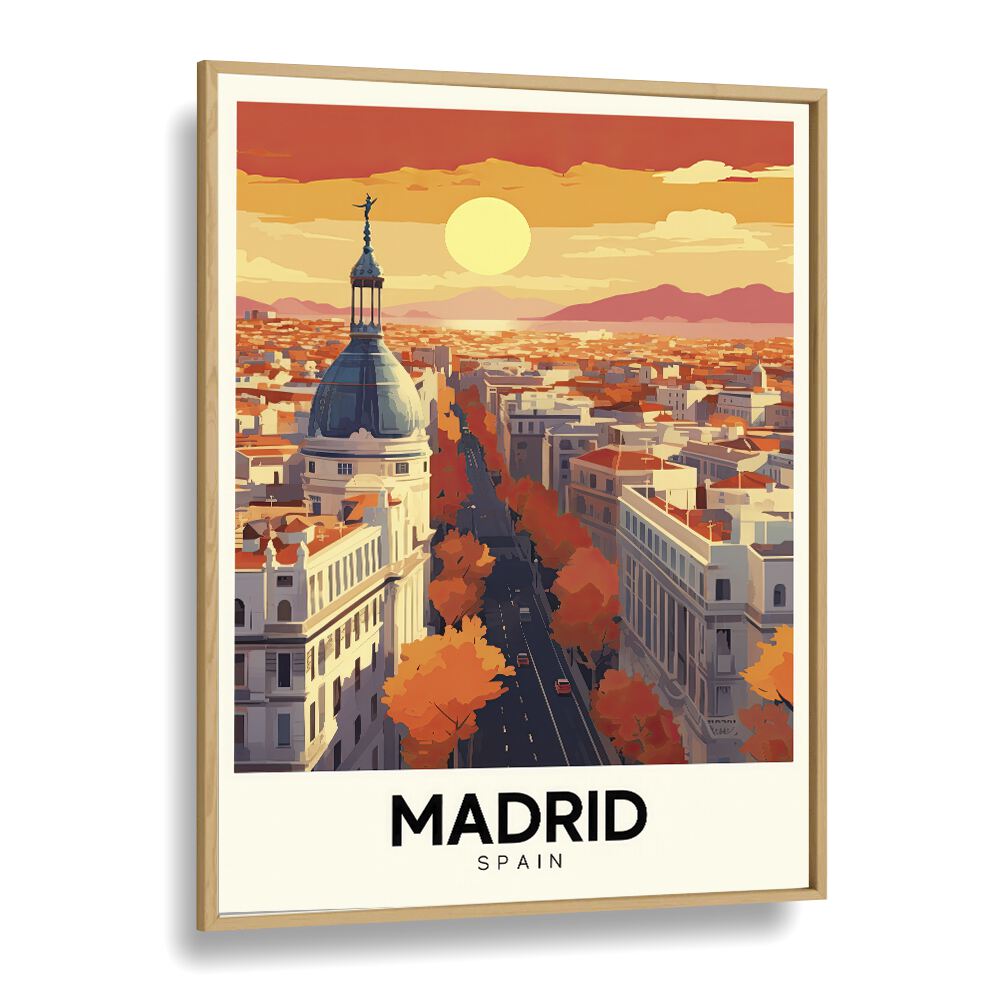 madrid-spain  travel posters in Oak Wood Plain Frame