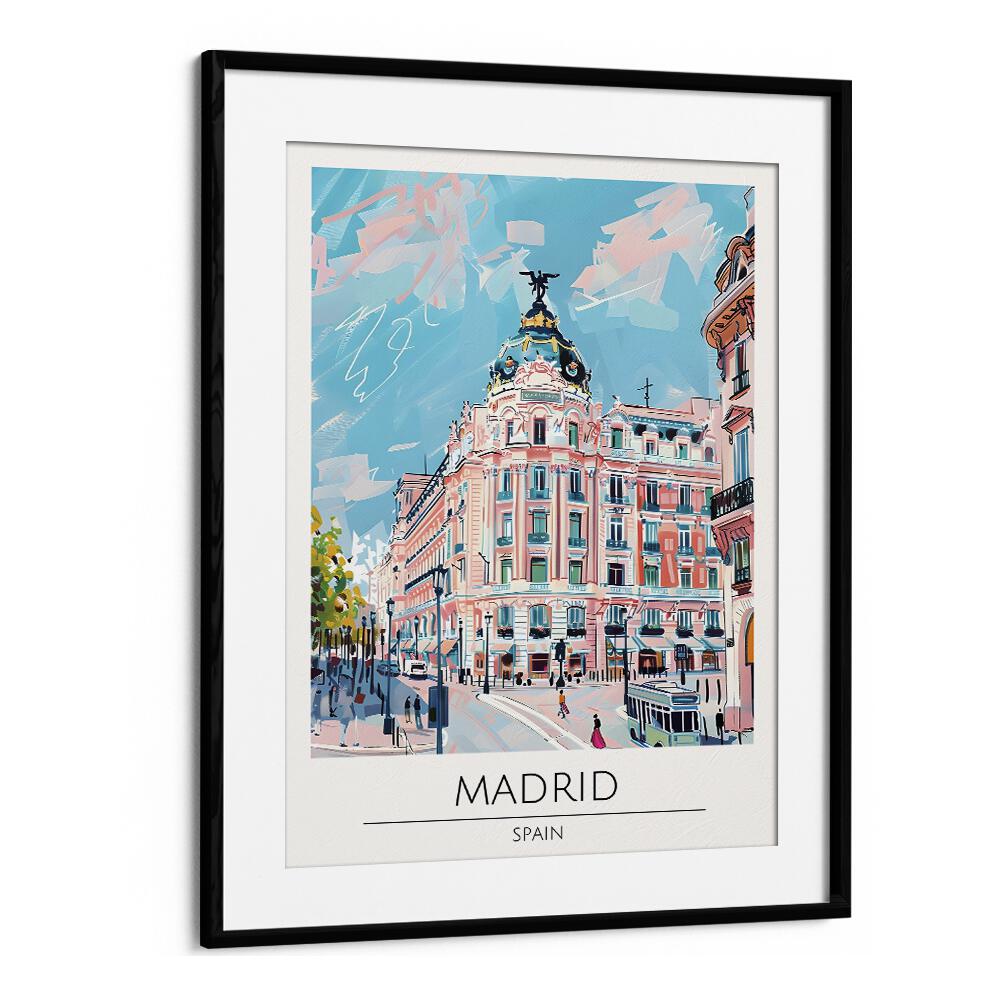 madrid travel posters in Black Frame With Mount